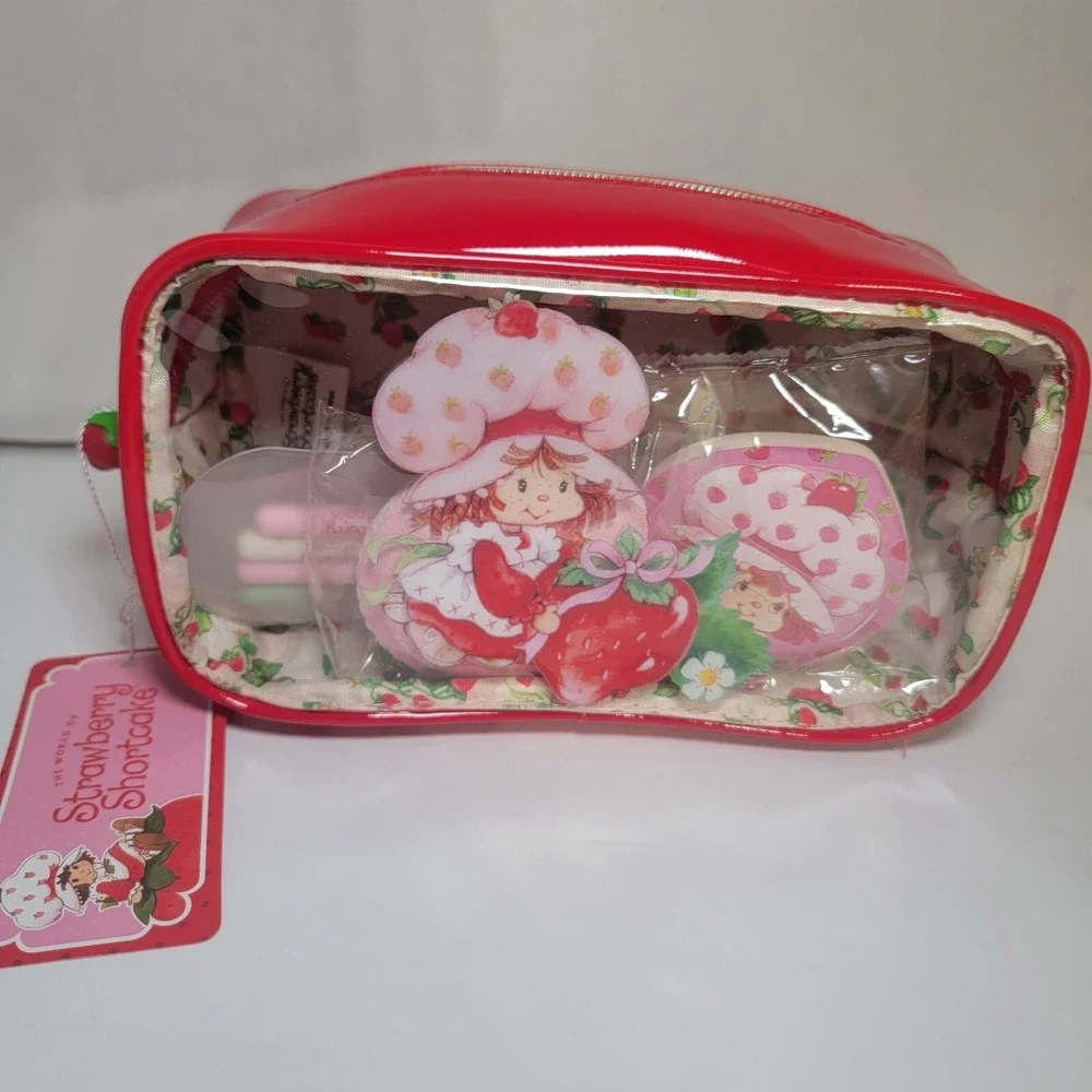 Strawberry‎ Shortcake Large Makeup Cosmetic Bag & 4 Eye Brushes & 2 Applicators